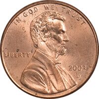 سکه 1 سنت 2003D لینکلن - MS63 - آمریکا