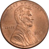 سکه 1 سنت 2001 لینکلن - MS64 - آمریکا