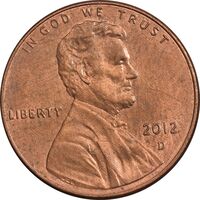 سکه 1 سنت 2012D لینکلن - MS61 - آمریکا