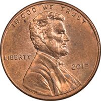 سکه 1 سنت 2012 لینکلن - MS63 - آمریکا