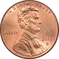 سکه 1 سنت 2013D لینکلن - MS63 - آمریکا