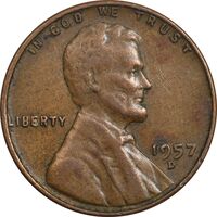 سکه 1 سنت 1957D لینکلن - EF40 - آمریکا