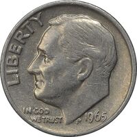 سکه 1 دایم 1965 روزولت - AU50 - آمریکا