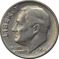 سکه 1 دایم 1966 روزولت - AU58 - آمریکا