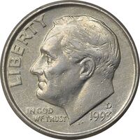 سکه 1 دایم 1995D روزولت - AU50 - آمریکا