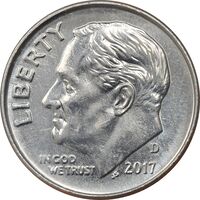 سکه 1 دایم 2017D روزولت - MS62 - آمریکا