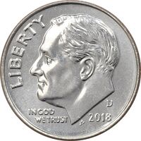 سکه 1 دایم 2018D روزولت - MS61 - آمریکا