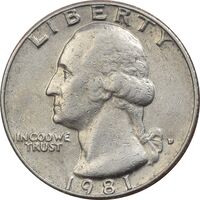 سکه کوارتر دلار 1981 واشنگتن - EF45 - آمریکا
