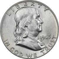 سکه نیم دلار 1963D فرانکلین - MS61 - آمریکا