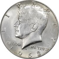 سکه نیم دلار 1968D کندی - MS62 - آمریکا
