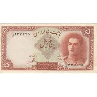 اسکناس 5 ریال - تک - UNC61 - محمد رضا شاه