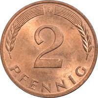 سکه 2 فینیگ 1977F جمهوری فدرال - MS64 - آلمان
