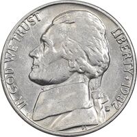 سکه 5 سنت 1982D جفرسون - AU55 - آمریکا
