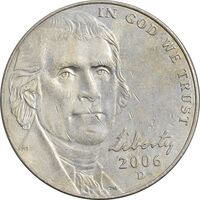 سکه 5 سنت 2006D جفرسون - EF40 - آمریکا