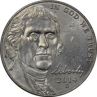سکه 5 سنت 2014D جفرسون - MS61 - آمریکا