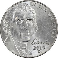 سکه 5 سنت 2019D جفرسون - MS61 - آمریکا