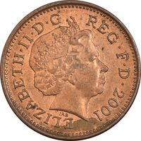 سکه 1 پنی 2001 الیزابت دوم - EF45 - انگلستان