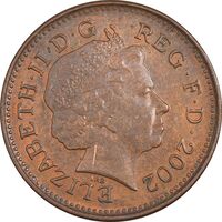 سکه 1 پنی 2002 الیزابت دوم - EF45 - انگلستان