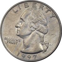 سکه کوارتر دلار 1997D واشنگتن - VF35 - آمریکا