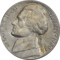 سکه 5 سنت 1980P جفرسون - VF30 - آمریکا