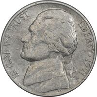 سکه 5 سنت 1991P جفرسون - VF35 - آمریکا