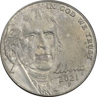 سکه 5 سنت 2021P جفرسون - EF40 - آمریکا