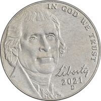 سکه 5 سنت 2021D جفرسون - EF45 - آمریکا