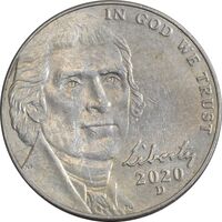 سکه 5 سنت 2020D جفرسون - EF40 - آمریکا