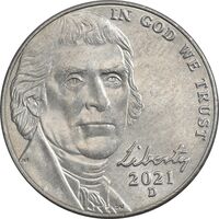 سکه 5 سنت 2021D جفرسون - MS61 - آمریکا