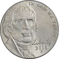سکه 5 سنت 2018P جفرسون - MS61 - آمریکا