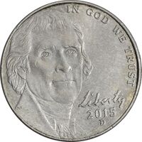 سکه 5 سنت 2015D جفرسون - EF45 - آمریکا