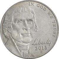 سکه 5 سنت 2013P جفرسون - EF45 - آمریکا