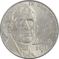 سکه 5 سنت 2011P جفرسون - AU58 - آمریکا