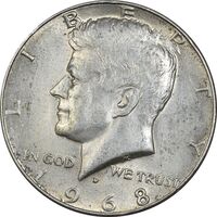 سکه نیم دلار 1968D کندی - AU58 - آمریکا