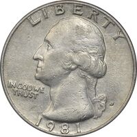 سکه کوارتر دلار 1981D واشنگتن - EF45 - آمریکا