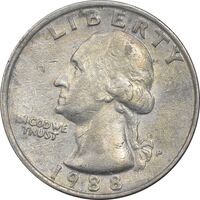 سکه کوارتر دلار 1988P واشنگتن - VF30 - آمریکا