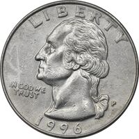 سکه کوارتر دلار 1996P واشنگتن - EF40 - آمریکا