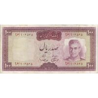 اسکناس 100 ریال (آموزگار - سمیعی) نوشته قرمز - تک - VF30 - محمد رضا شاه