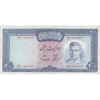 اسکناس 200 ریال (آموزگار - سمیعی) نوشته سیاه - تک - AU50 - محمد رضا شاه