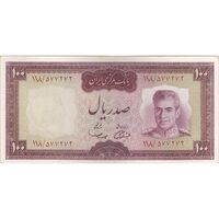 اسکناس 100 ریال (آموزگار - سمیعی) نوشته قرمز - تک - AU50 - محمد رضا شاه