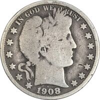 سکه نیم دلار 1908 باربر - VF25 - آمریکا