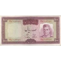 اسکناس 100 ریال (آموزگار - سمیعی) نوشته قرمز - تک - VF35 - محمد رضا شاه