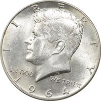 سکه نیم دلار 1964 کندی - AU58 - آمریکا