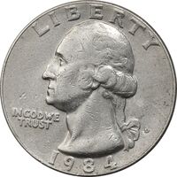 سکه کوارتر دلار 1984D واشنگتن - EF40 - آمریکا