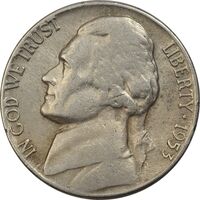 سکه 5 سنت 1953 جفرسون - EF40 - آمریکا