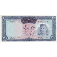 اسکناس 200 ریال (آموزگار - سمیعی) نوشته قرمز - تک - UNC63 - محمد رضا شاه