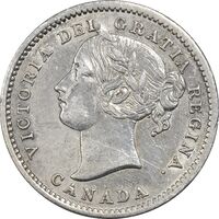 سکه 10 سنت 1858 ویکتوریا - AU50 - کانادا