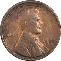 سکه 1 سنت 1925 لینکلن - VF30 - آمریکا