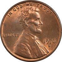 سکه 1 سنت 1976D لینکلن - MS61 - آمریکا