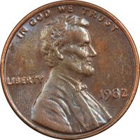 سکه 1 سنت 1982 لینکلن - AU55 - آمریکا